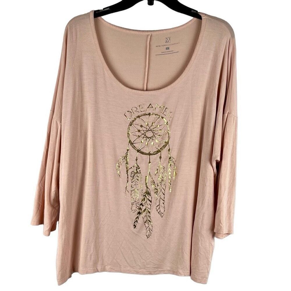 New York & Company Dream Catcher Dreamer Shirt 3/4 Sleeve XL